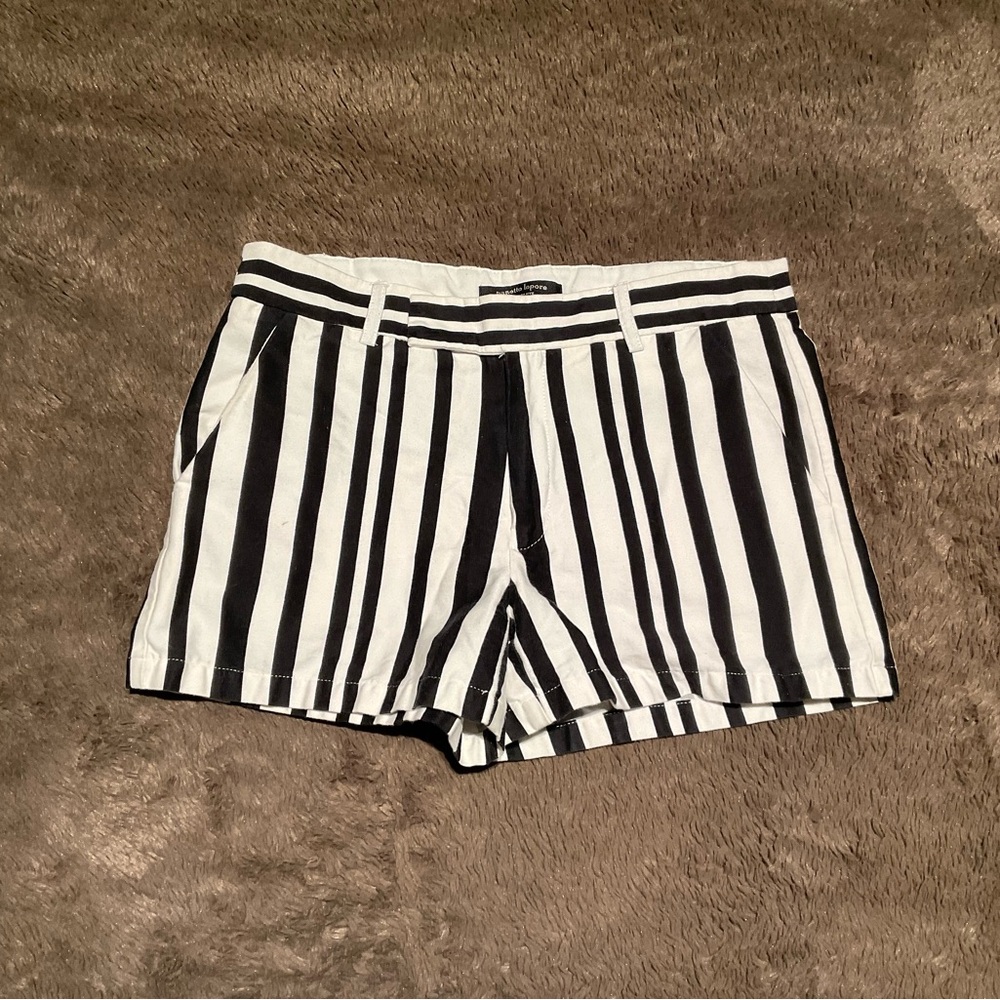 Nannette Lepiore Black and White Striped Shorts